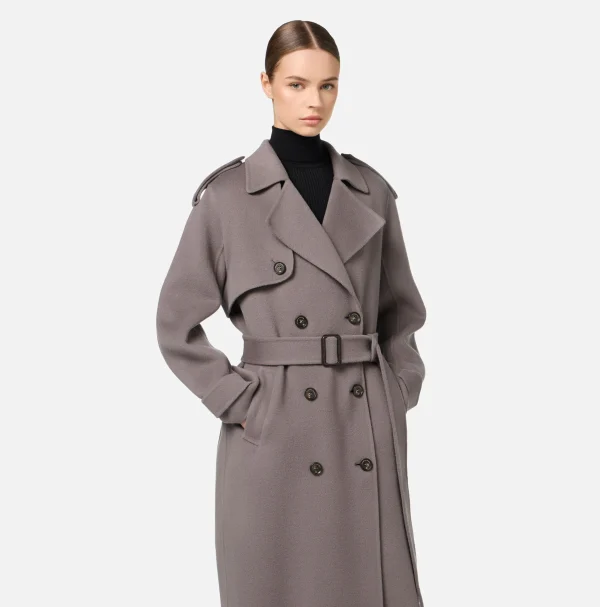 Elisabetta Franchi Capispalla^Trench in lana Steel