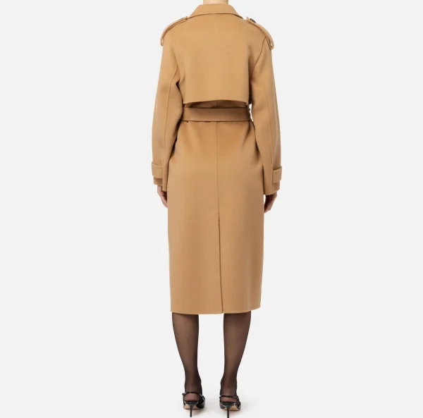 Elisabetta Franchi Capispalla^Trench in lana Camel
