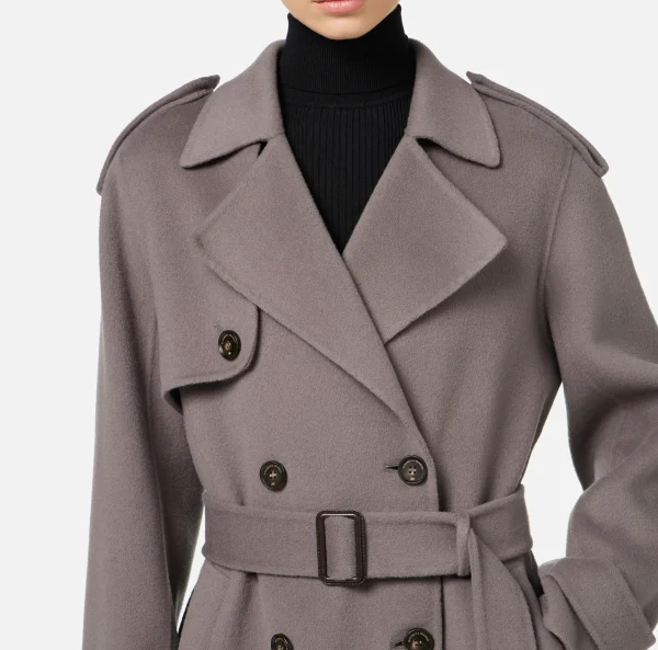 Elisabetta Franchi Capispalla^Trench in lana Steel