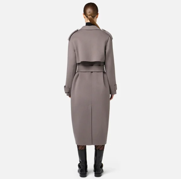 Elisabetta Franchi Capispalla^Trench in lana Steel