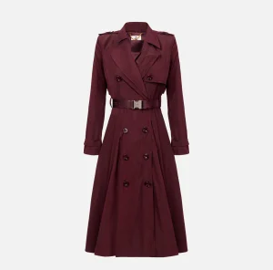 Elisabetta Franchi Giacche & Trench^Trench in nylon con gonna a ruota e cintura RougeNoir