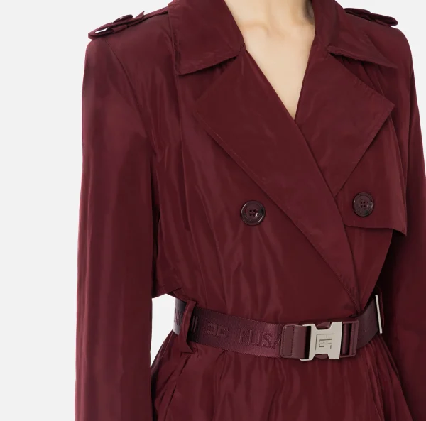 Elisabetta Franchi Giacche & Trench^Trench in nylon con gonna a ruota e cintura RougeNoir
