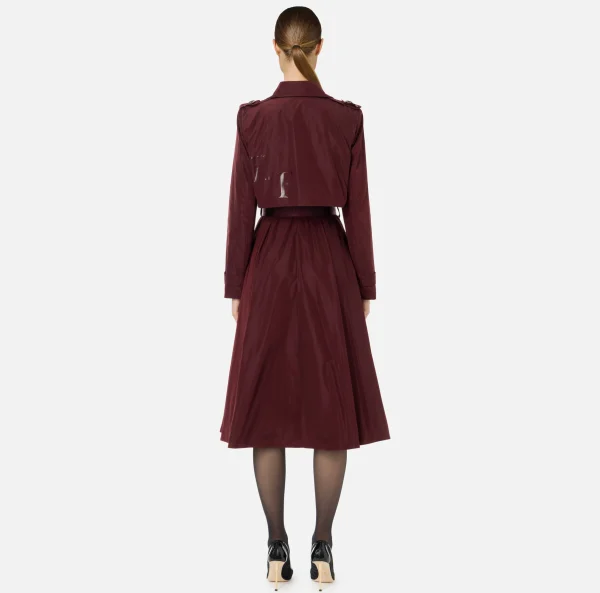 Elisabetta Franchi Giacche & Trench^Trench in nylon con gonna a ruota e cintura RougeNoir