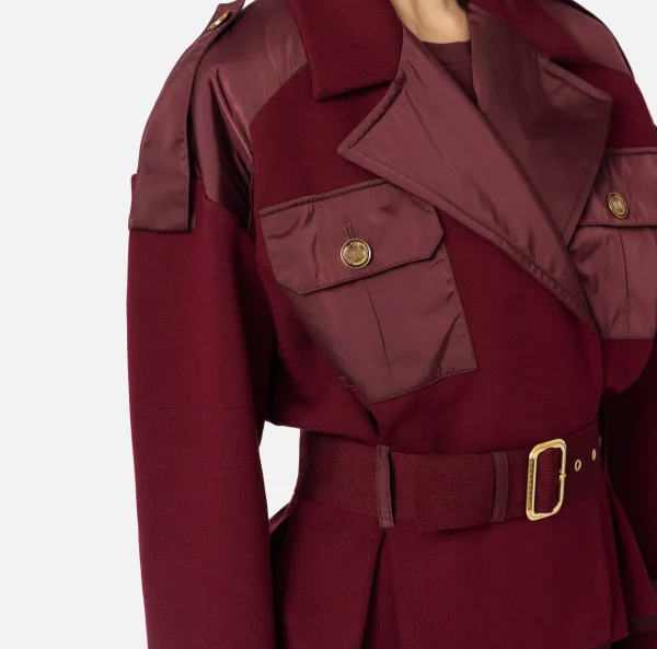 Elisabetta Franchi Giacche & Trench^Trench in viscosa con inserti in vela RougeNoir
