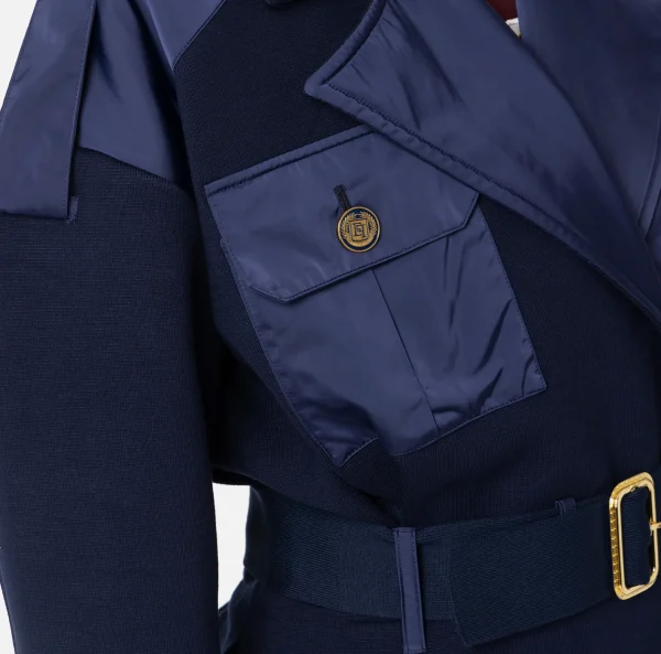 Elisabetta Franchi Giacche & Trench^Trench in viscosa con inserti in vela Navy