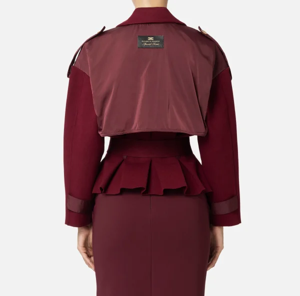 Elisabetta Franchi Giacche & Trench^Trench in viscosa con inserti in vela RougeNoir