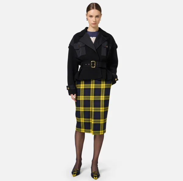 Elisabetta Franchi Giacche & Trench^Trench in viscosa con inserti in vela Nero