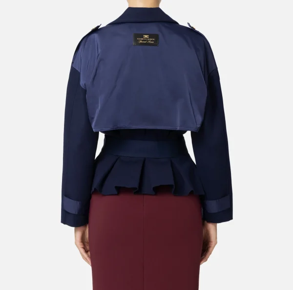 Elisabetta Franchi Giacche & Trench^Trench in viscosa con inserti in vela Navy