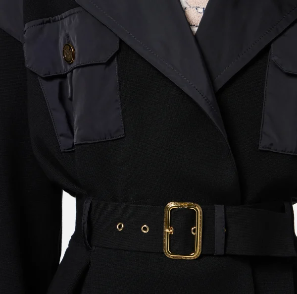 Elisabetta Franchi Giacche & Trench^Trench in viscosa con inserti in vela Nero