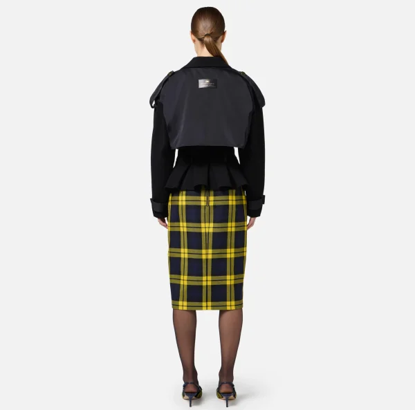 Elisabetta Franchi Giacche & Trench^Trench in viscosa con inserti in vela Nero