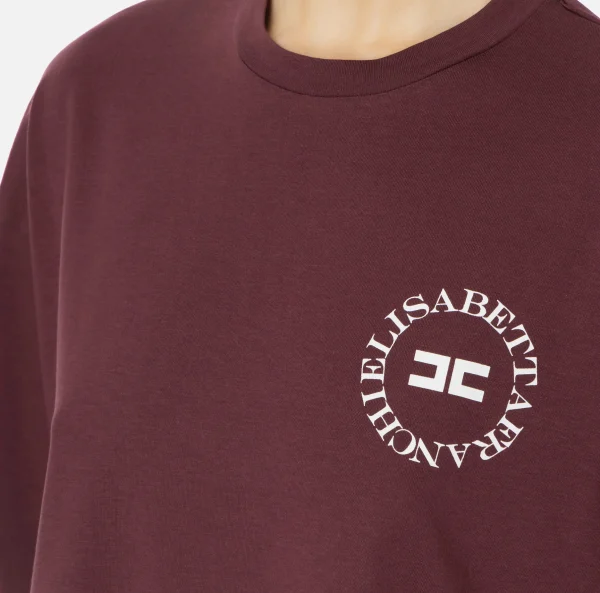 Elisabetta Franchi Top, T-Shirt & Body^T-shirt cropped in jersey con logo RougeNoir