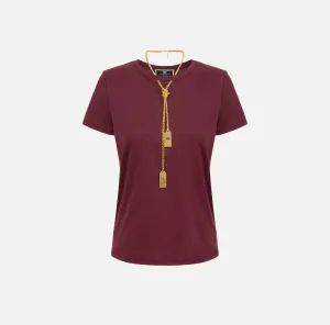 Elisabetta Franchi Top, T-Shirt & Body^T-shirt in jersey con collana RougeNoir