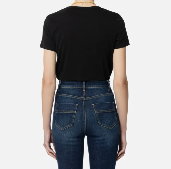 Elisabetta Franchi Top, T-Shirt & Body^T-shirt in jersey con collana Nero