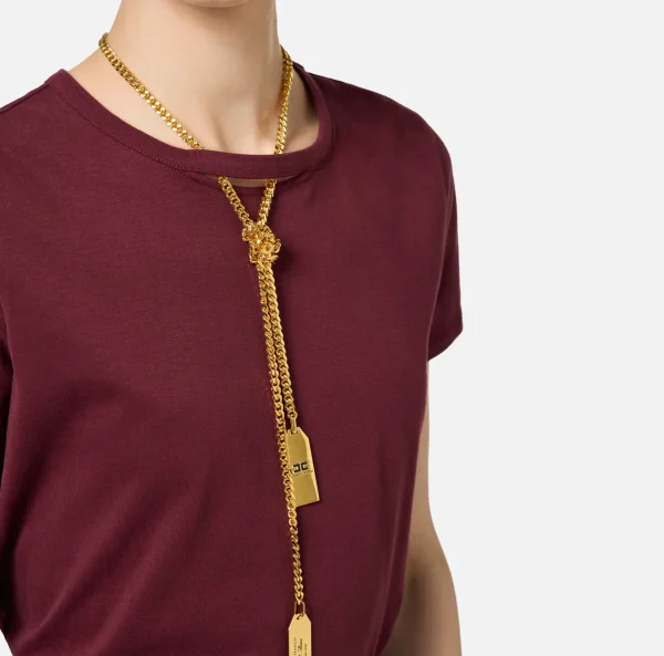 Elisabetta Franchi Top, T-Shirt & Body^T-shirt in jersey con collana RougeNoir