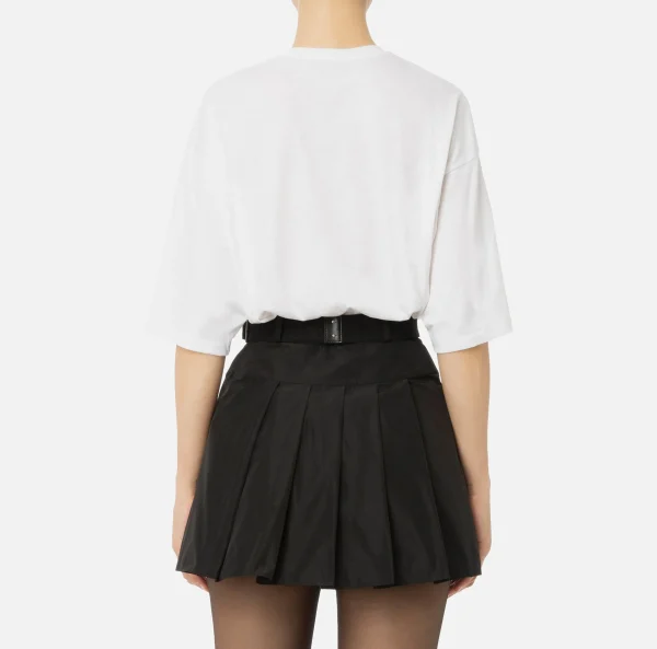 Elisabetta Franchi Top, T-Shirt & Body^T-shirt in jersey con maxi logo sulle maniche Gesso
