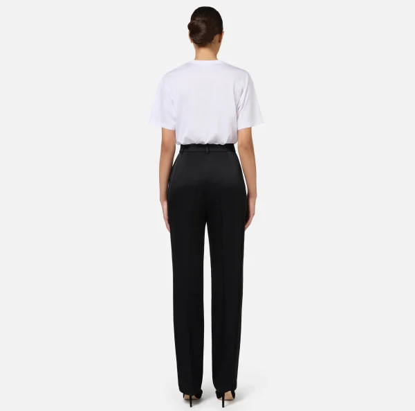 Elisabetta Franchi Top, T-Shirt & Body^T-shirt in jersey con maxi logo Gesso/Nero