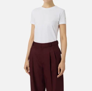 Elisabetta Franchi Top, T-Shirt & Body^T-shirt in jersey con ricamo logo Gesso