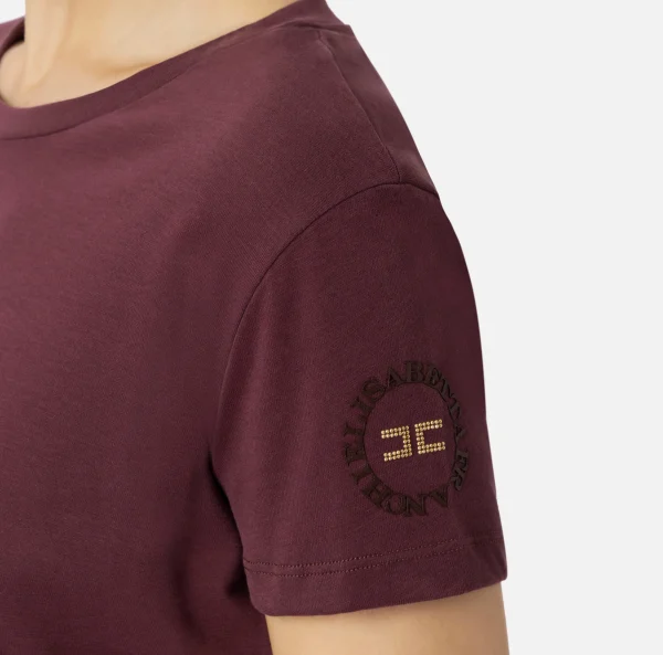Elisabetta Franchi Top, T-Shirt & Body^T-shirt in jersey con ricamo logo RougeNoir