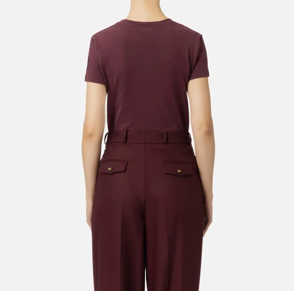 Elisabetta Franchi Top, T-Shirt & Body^T-shirt in jersey con ricamo logo RougeNoir