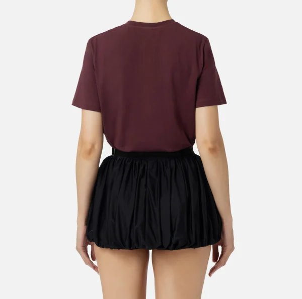 Elisabetta Franchi Top, T-Shirt & Body^T-shirt in jersey con strass logo RougeNoir