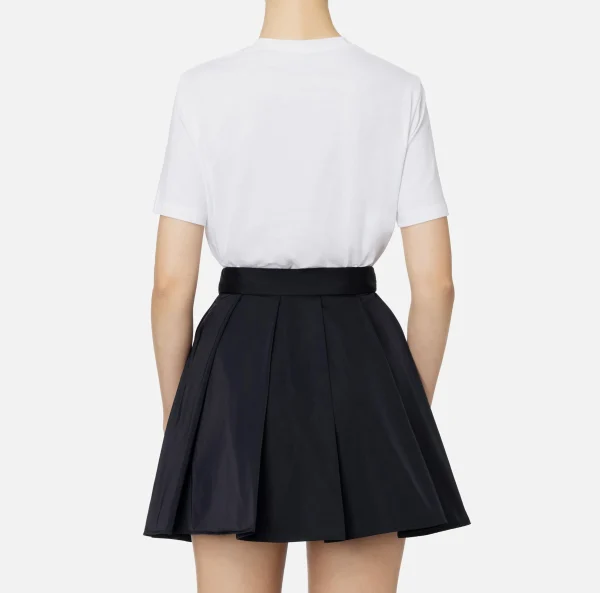Elisabetta Franchi Top, T-Shirt & Body^T-shirt in jersey con strass logo Gesso