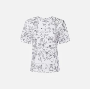 Elisabetta Franchi Top, T-Shirt & Body^T-shirt in jersey lettering grande Gesso/Nero