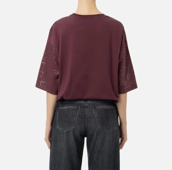 Elisabetta Franchi Top, T-Shirt & Body^T-shirt in jersey lettering lucido RougeNoir