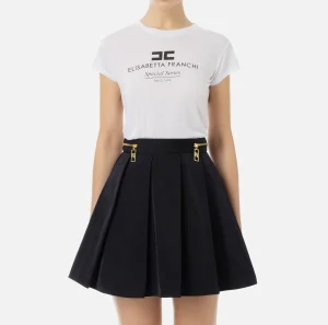 Elisabetta Franchi Top, T-Shirt & Body^T-shirt in jersey modal con stampa logo Gesso