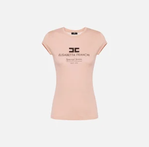 Elisabetta Franchi Top, T-Shirt & Body^T-shirt in jersey modal con stampa logo PeachRose