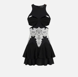 Elisabetta Franchi Mini Abiti | Abiti^Tubino in pizzo e in doppio crêpe con coppe Nero