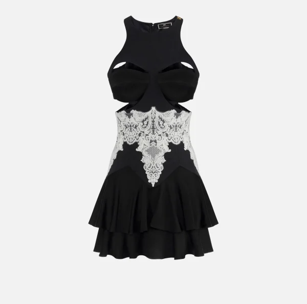 Elisabetta Franchi Mini Abiti | Abiti^Tubino in pizzo e in doppio crêpe con coppe Nero