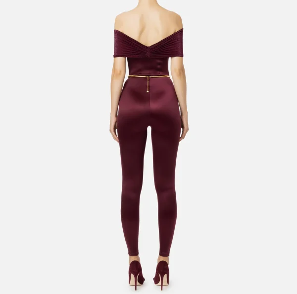 Elisabetta Franchi Tute^Tuta bustier in lycra con cintura RougeNoir
