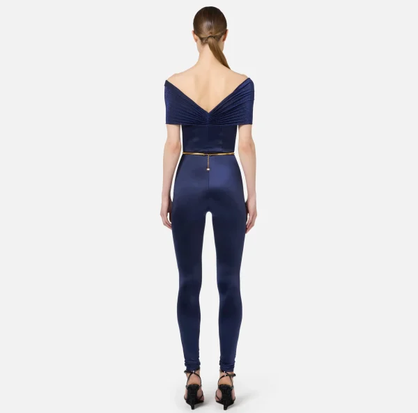 Elisabetta Franchi Tute^Tuta bustier in lycra con cintura Navy