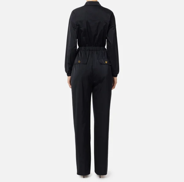 Elisabetta Franchi Tute^Tuta cargo in nylon tecnico con zip Nero