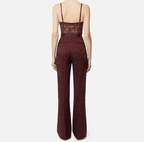 Elisabetta Franchi Tute^Tuta combinata in crêpe jaquard lettering RougeNoir
