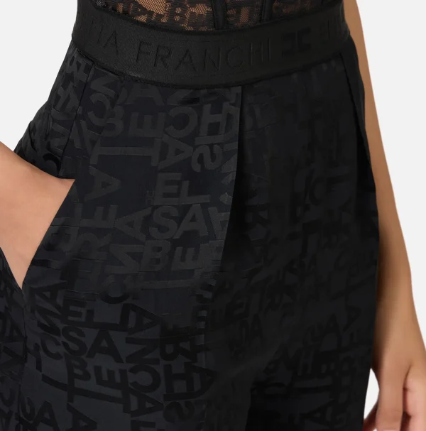 Elisabetta Franchi Tute^Tuta combinata in crêpe jaquard lettering Nero