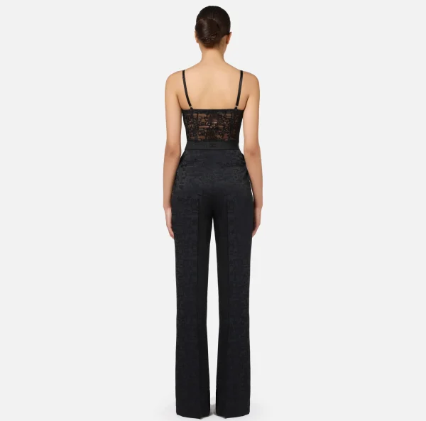 Elisabetta Franchi Tute^Tuta combinata in crêpe jaquard lettering Nero