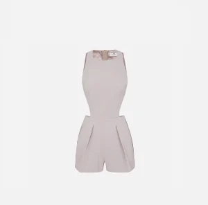 Elisabetta Franchi Tute^Tuta corta in fresco di lana con elastico logato Perla