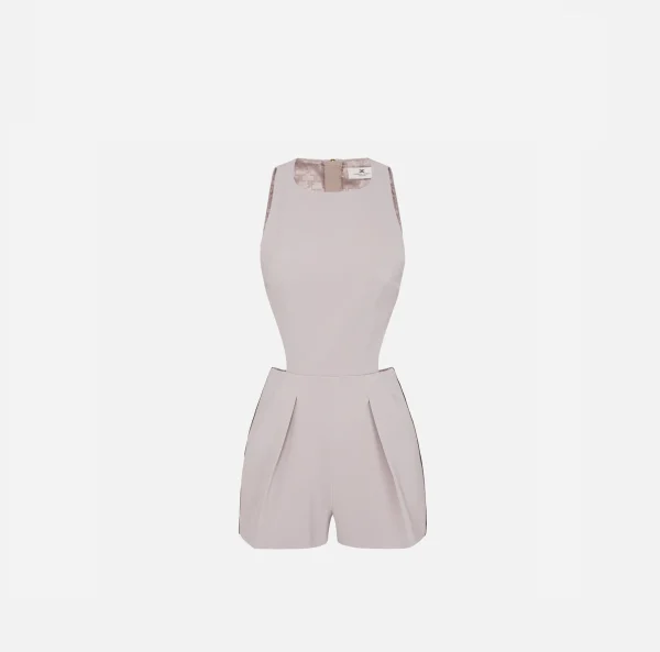 Elisabetta Franchi Tute^Tuta corta in fresco di lana con elastico logato Perla