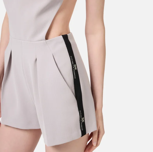 Elisabetta Franchi Tute^Tuta corta in fresco di lana con elastico logato Perla