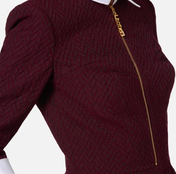 Elisabetta Franchi Tute^Tuta corta in tweed resca con zip RougeNoir