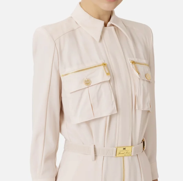 Elisabetta Franchi Tute^Tuta in crêpe con tasche e cintura Lattice