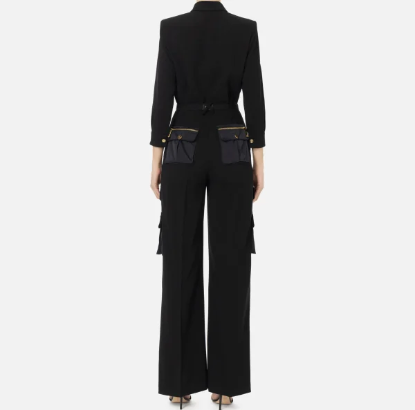 Elisabetta Franchi Tute^Tuta in crêpe con tasche e cintura Nero