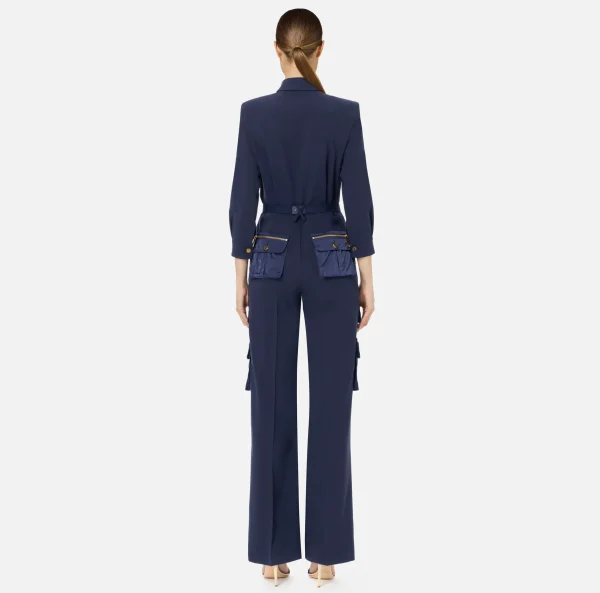 Elisabetta Franchi Tute^Tuta in crêpe con tasche e cintura Navy