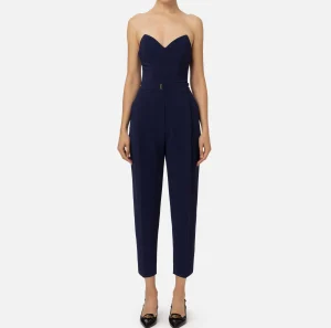 Elisabetta Franchi Tute^Tuta in crêpe stretch con top bustier Navy