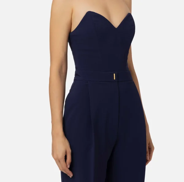 Elisabetta Franchi Tute^Tuta in crêpe stretch con top bustier Navy