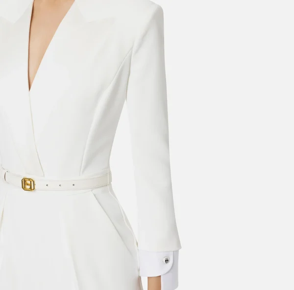 Elisabetta Franchi Tute^Tuta in crêpe stretch con revers in raso Avorio