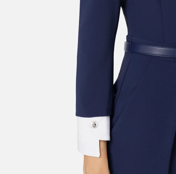 Elisabetta Franchi Tute^Tuta in crêpe stretch con revers in raso Navy