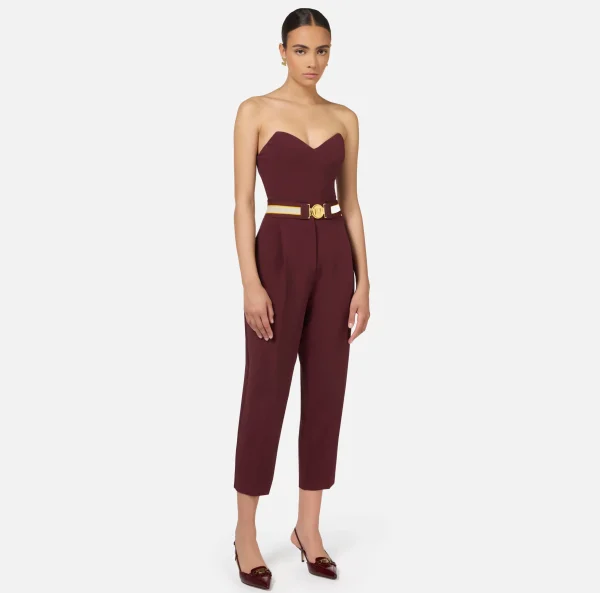 Elisabetta Franchi Tute^Tuta in crêpe stretch con top bustier RougeNoir