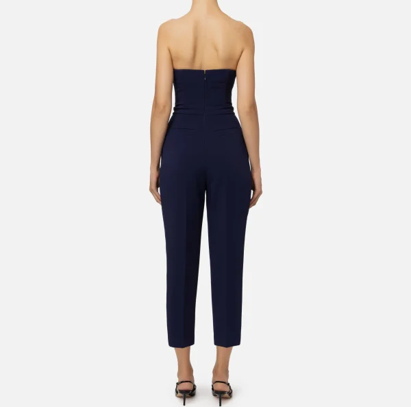Elisabetta Franchi Tute^Tuta in crêpe stretch con top bustier Navy